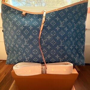 Louis Vuitton Denim Monogram Tote with Natural Leather Trim